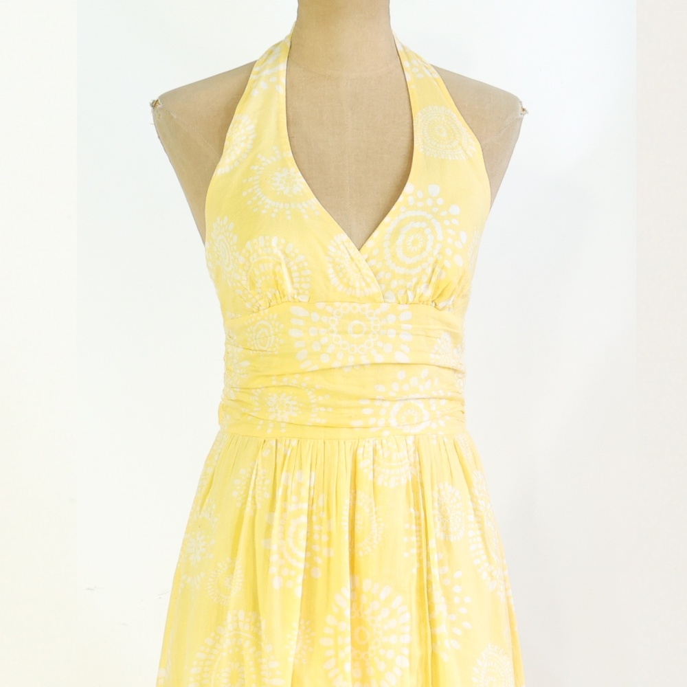 Bisou Bisou yellow print halter dress